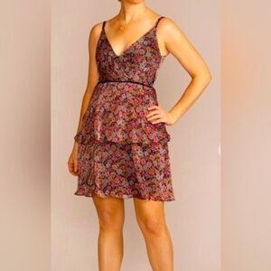 DAVID’s bridal floral print tiered ruffled dress, 8, multicolored NWT